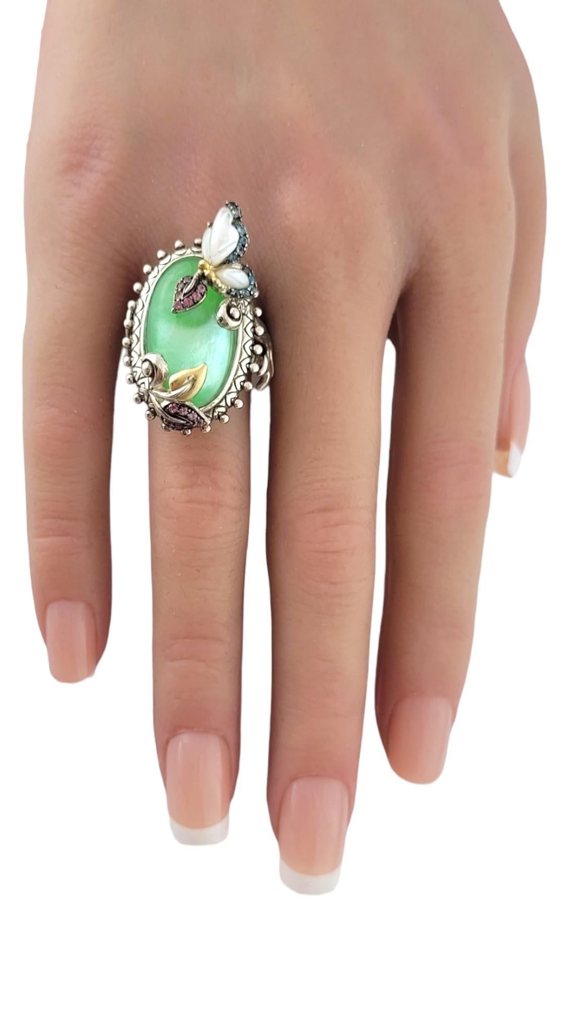 Barbara Bixby 18K Gold/ Sterling Silver Butterfly Garden Pond Ring Size 6 #17596 3