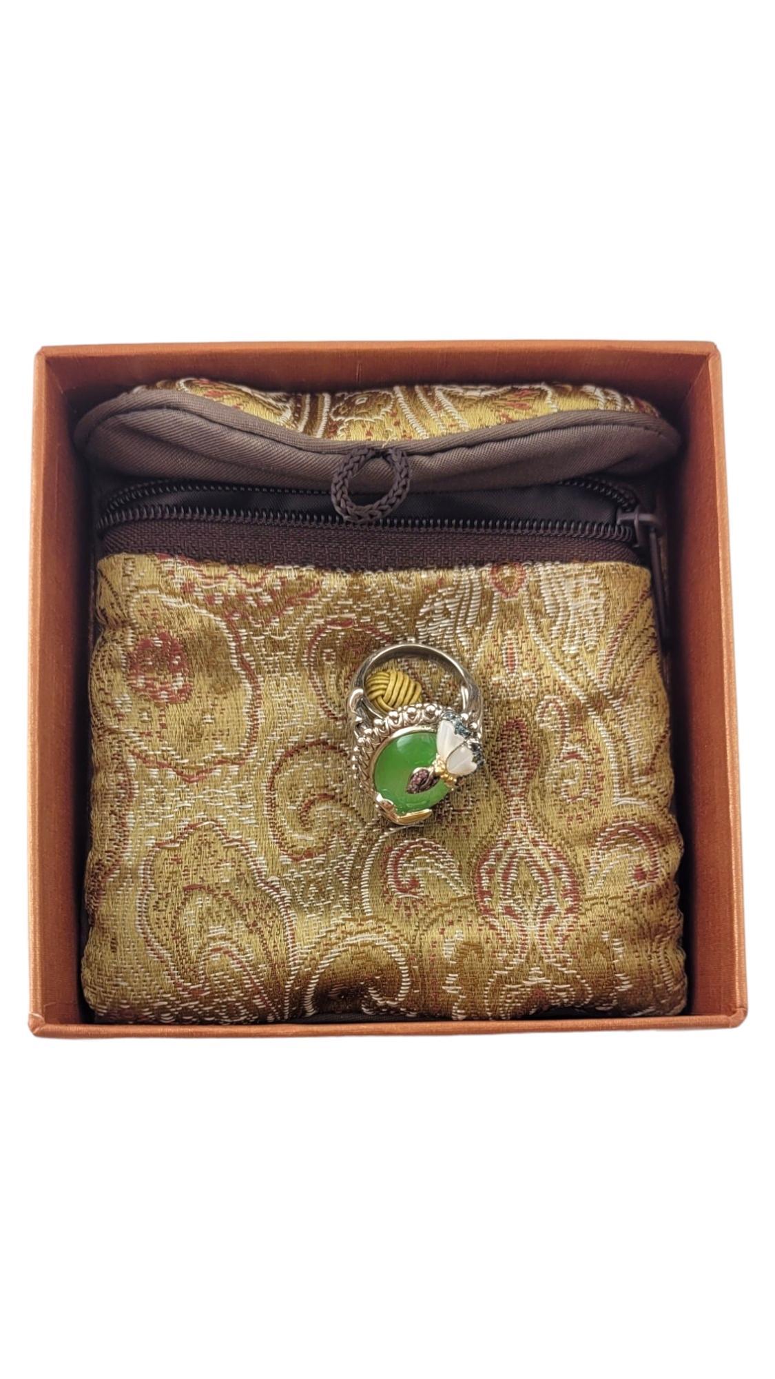 Barbara Bixby 18K Gold/ Sterling Silver Butterfly Garden Pond Ring Size 6 #17596 5