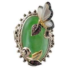 Barbara Bixby 18K Gold/ Sterling Silver Butterfly Garden Pond Ring Size 6 #17596