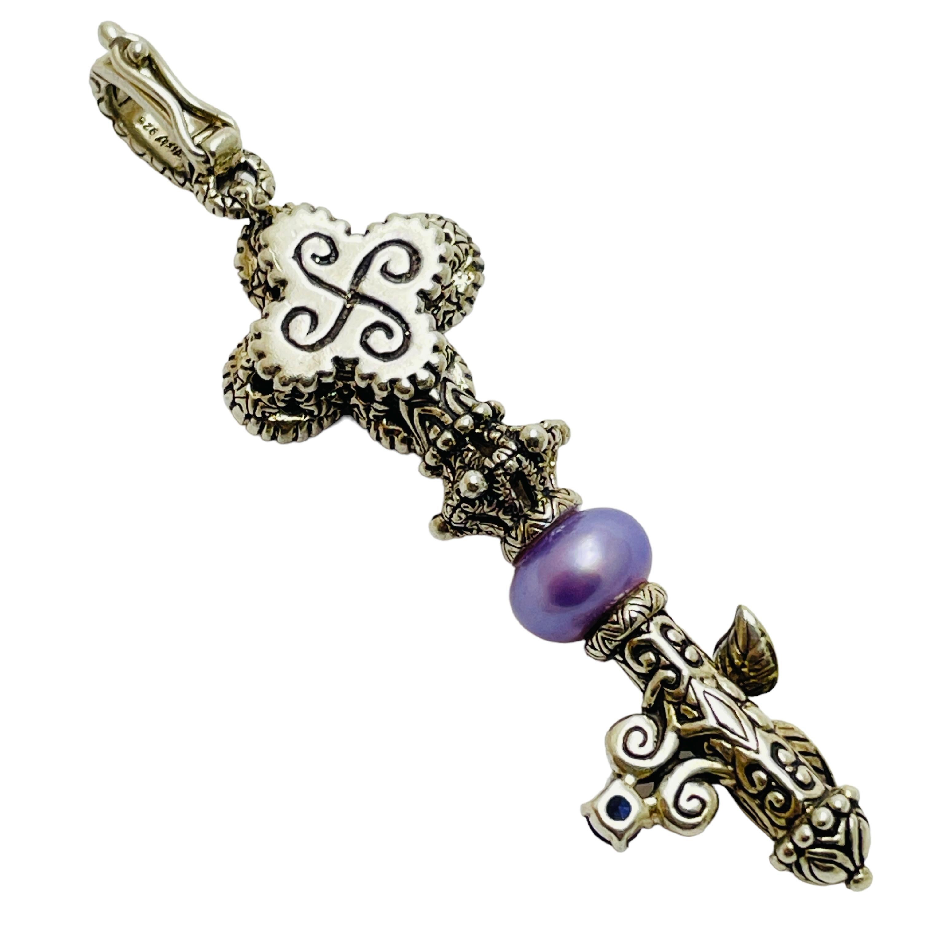BARBARA BIXBY Pendentif créateur en argent sterling 18 carats avec clé en vente 1