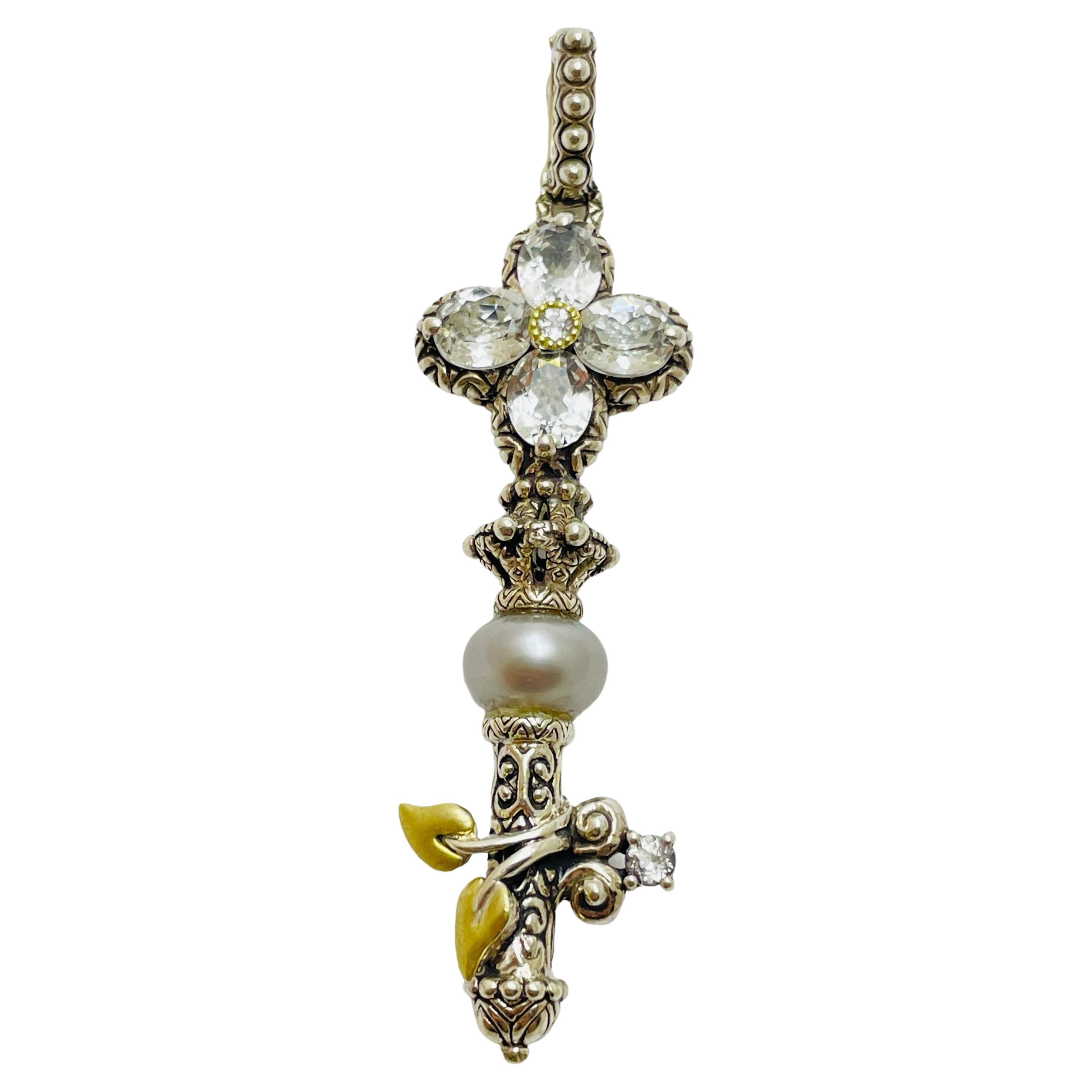 Barbara Bixby 18k Sterling Silver Key Designer Pendant Enhancer Charm