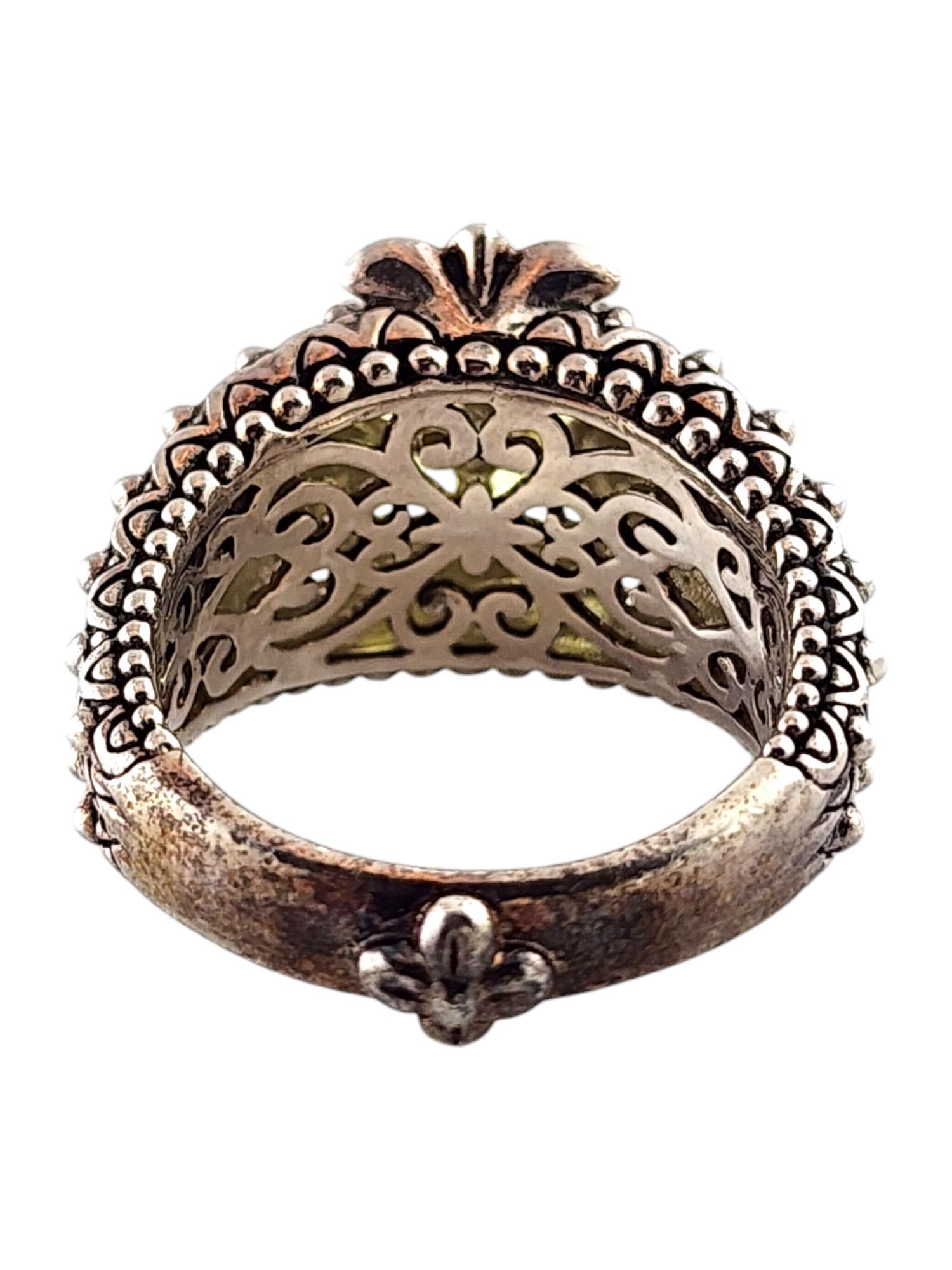 Women's Barbara Bixby 18K Yellow Gold & Sterling Silver Peridot Flower Ring #20100 For Sale
