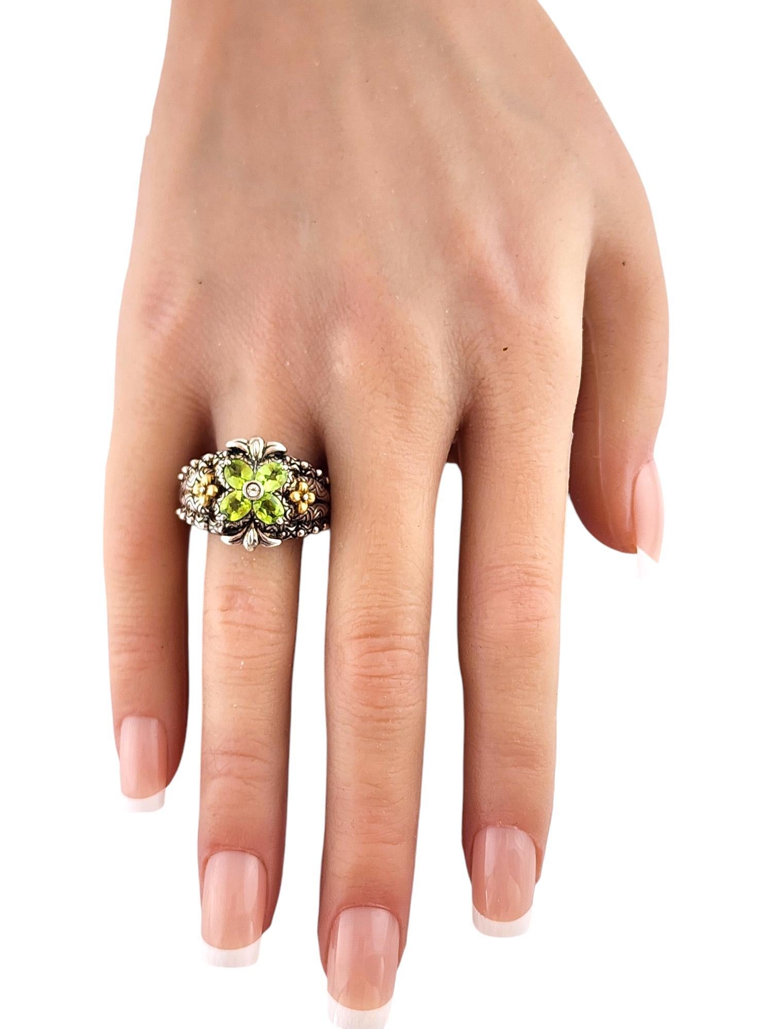 Barbara Bixby 18K Yellow Gold & Sterling Silver Peridot Flower Ring #20100 For Sale 3