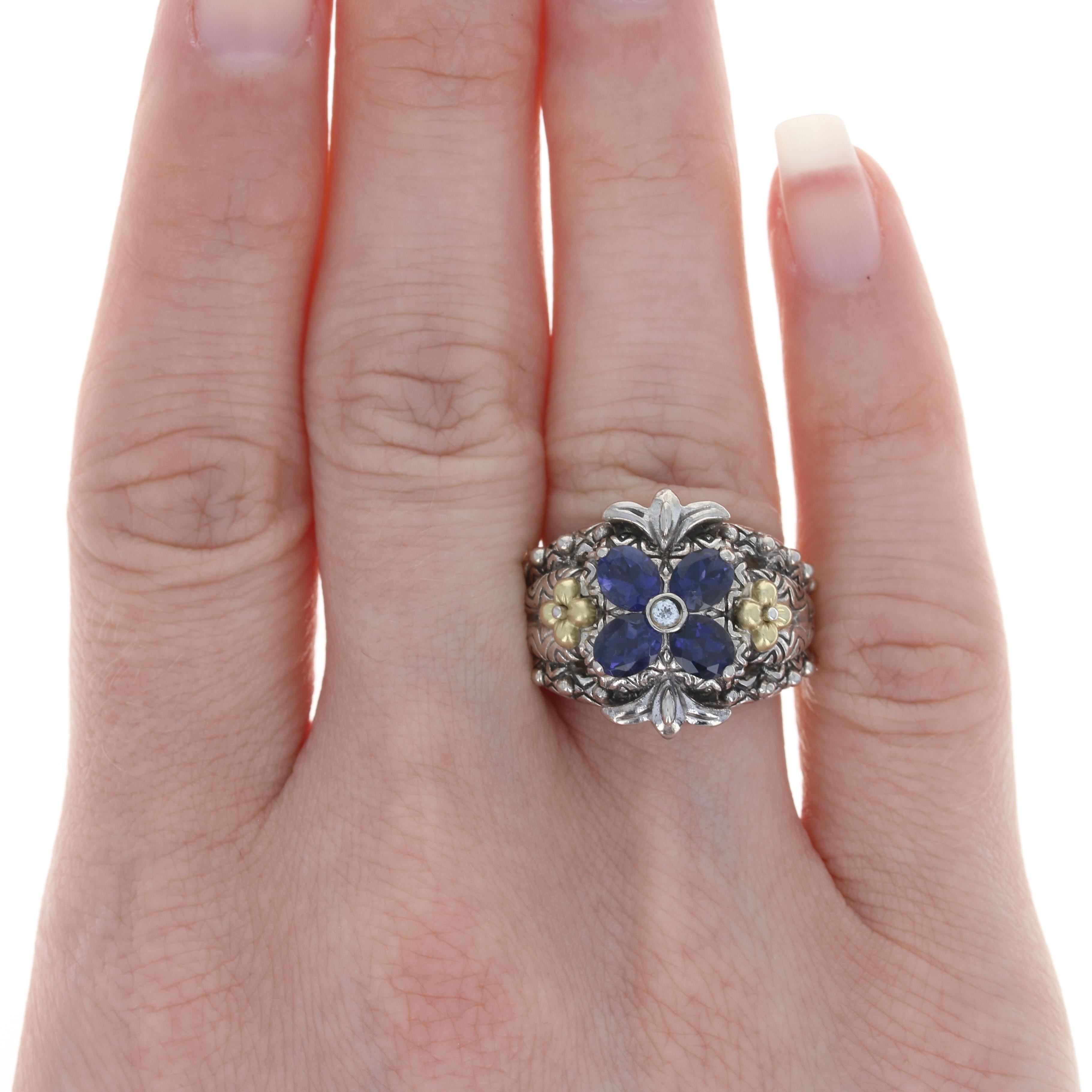 For Sale:  Barbara Bixby Iolite & Topaz Ring Silver & Gold, 925 & 18k Oval 1.01ctw 3