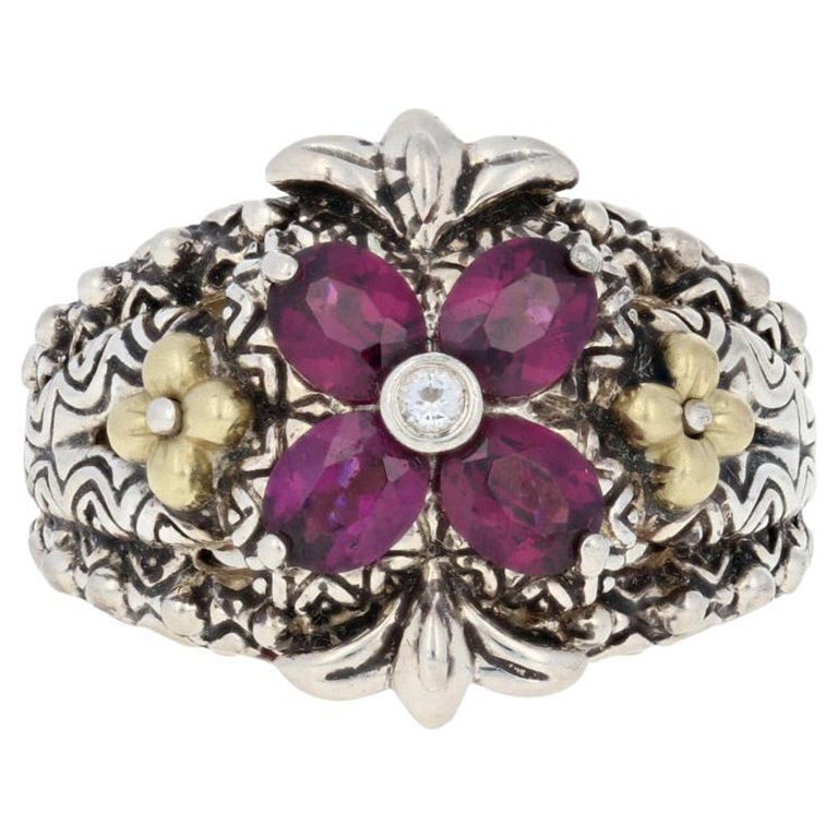Barbara Barbara Bixby Rhodolith Granat & Weißtopas Ring Silber & 18k Gold