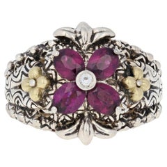 Barbara Bixby Rhodolite Garnet & White Topaz Ring Silver & 18k Gold