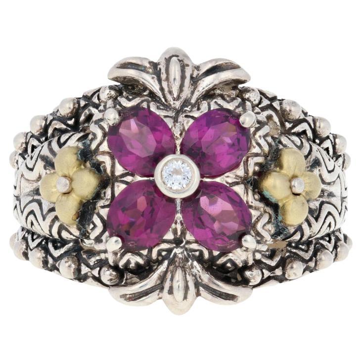 YoTreasure 0.75 Ct. Rhodolite Garnet & White Topaz 10K Yellow Gold Ring - January Birthstone Jewelry - View #9