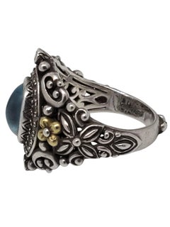 Barbara Bixby Shangri La Sterling Silver 18K Yellow Gold Topaz Ring #21442