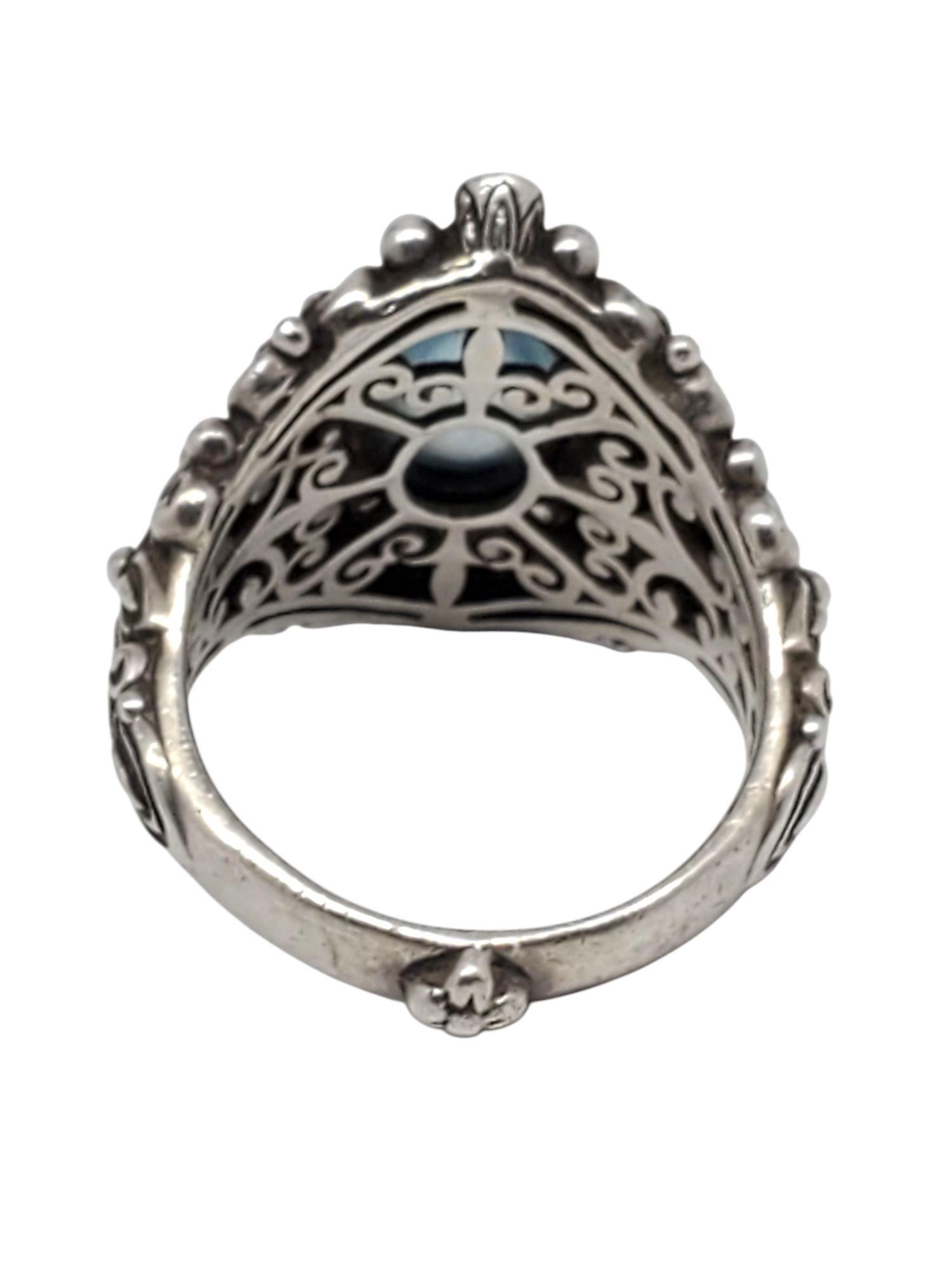 Cabochon Anello Barbara Bixby Shangri La in argento sterling e oro giallo 18 carati con topazio #21442 in vendita