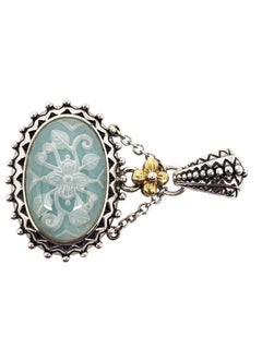 Barbara Bixby Sterling 18k Yellow Gold Carved Green Chalcedony Pendant #24631