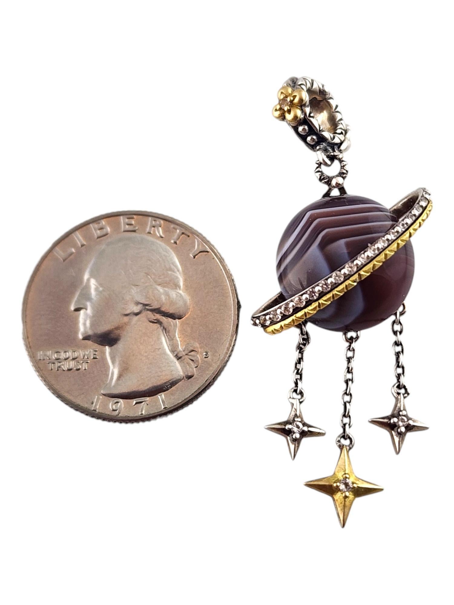 Barbara Bixby Sterling & 18K Yellow Gold Planet Stars Enhancer Pendant #18681 2