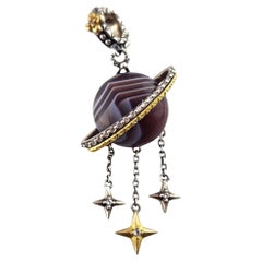 Barbara Bixby Sterling & 18K Yellow Gold Planet Stars Enhancer Pendant #18681