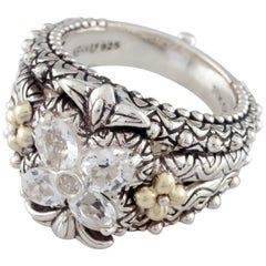Barbara Bixby Sterling Silver 18 Karat Gold Ring Quartz Floret