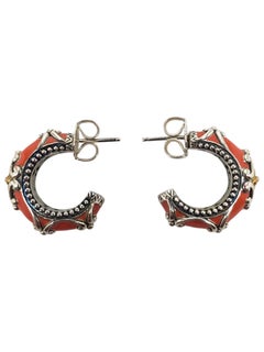 Barbara Bixby Sterling Silver 18K. Coral Half Hoop Earring #21474