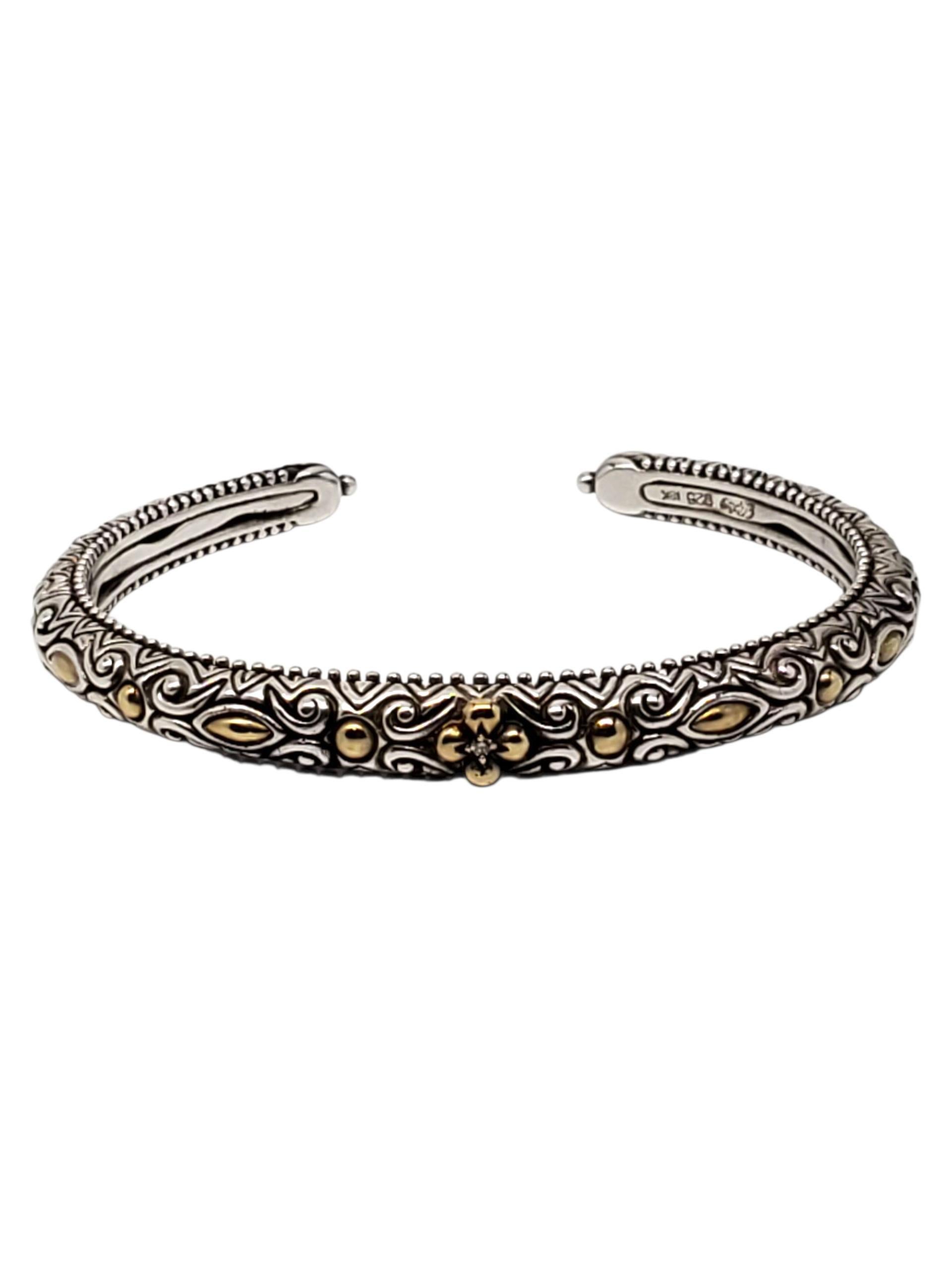 Barbara Bixby Bracciale a cerniera floreale in argento sterling 18k #23770 in vendita 4