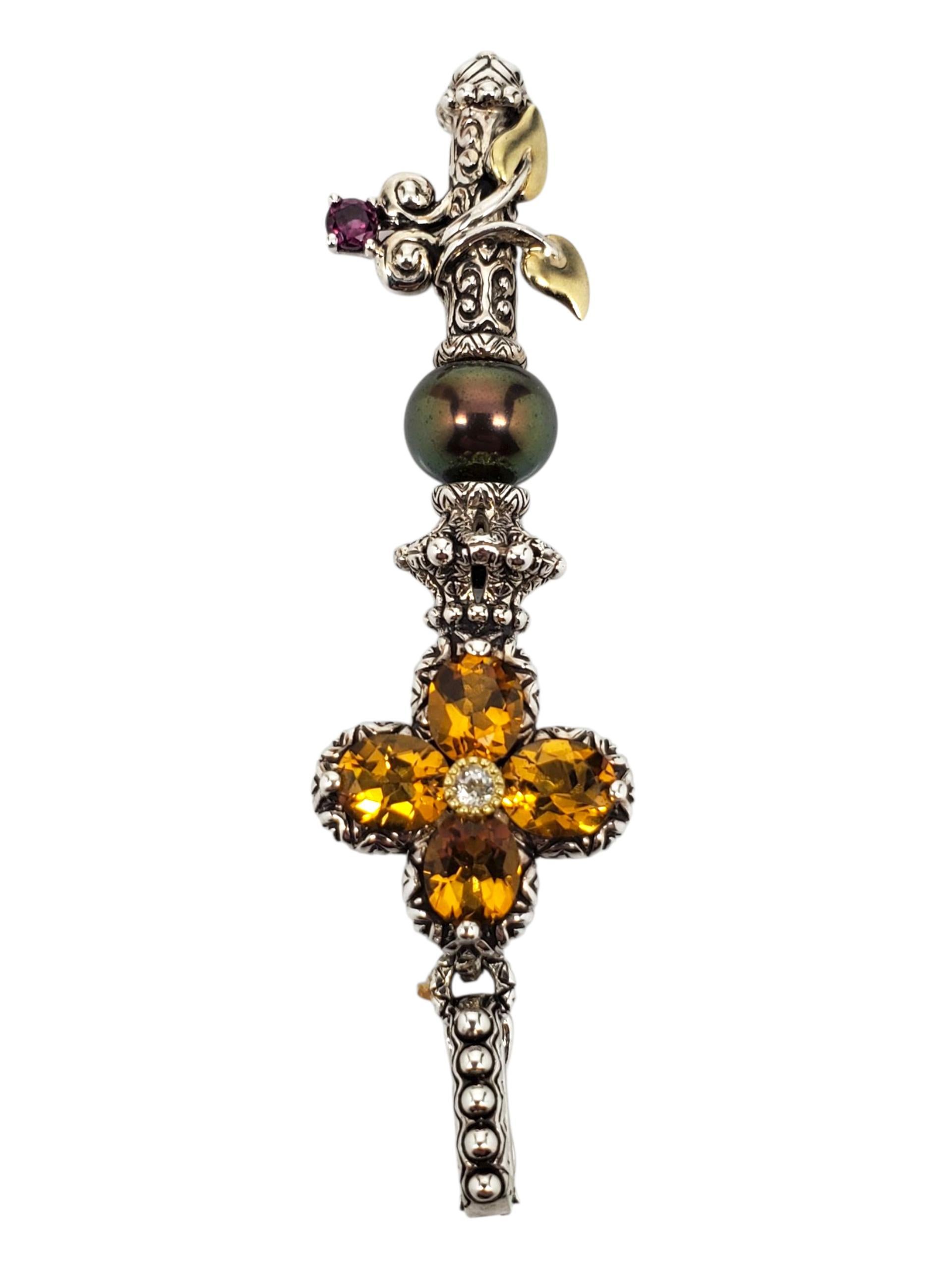 Ciondolo con chiave floreale in argento Sterling 18K di Barbara Bixby #23783 in vendita 2