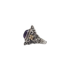 Barbara Bixby Sterling Silver 18K Gold Amethyst White Topaz Ring Size 8 #16433