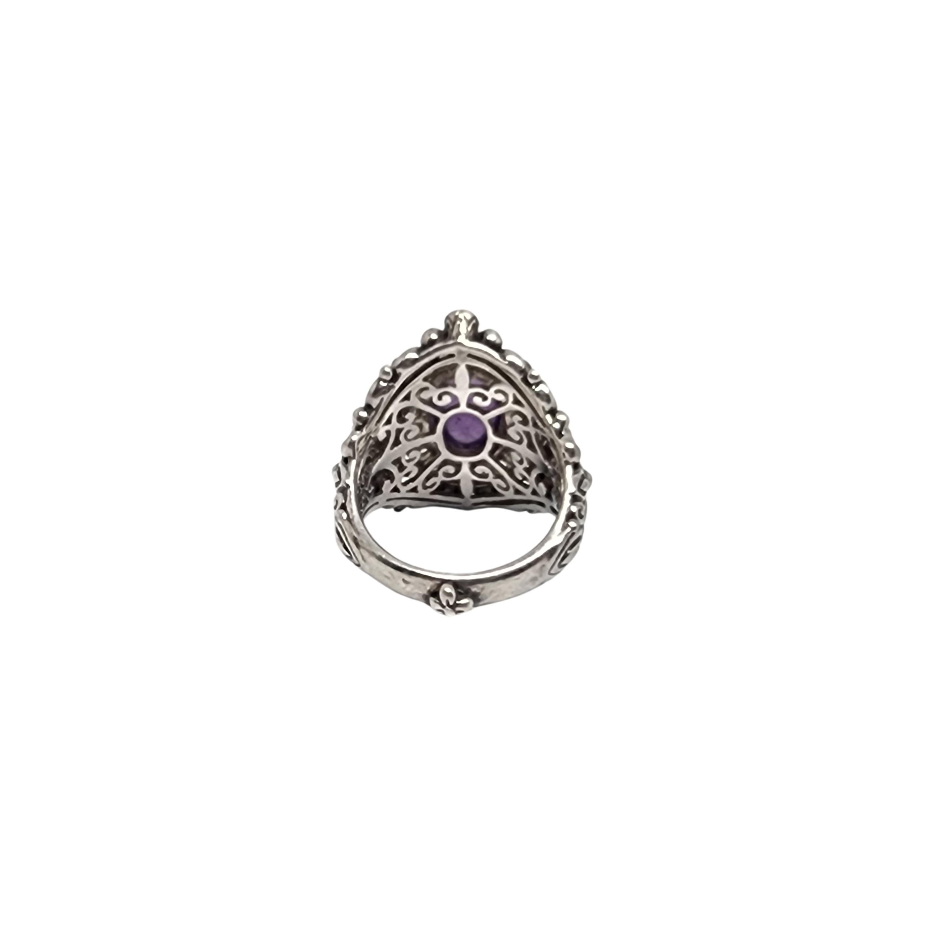 Barbara Bixby Sterling Silber 18K Gold Amethyst Weißer Topas Ring Größe 8 #16433 (Cabochon)