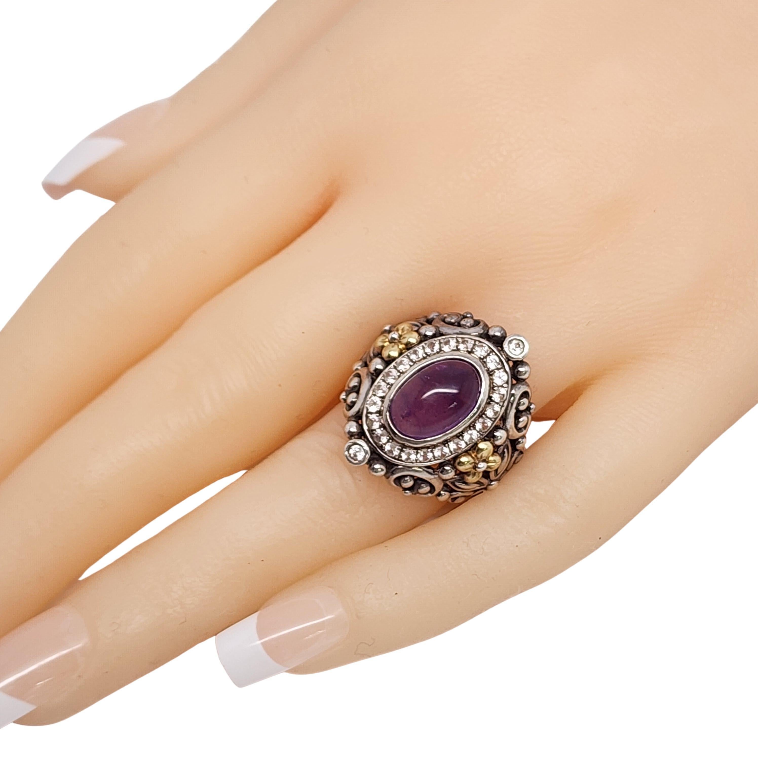 Barbara Bixby Sterling Silber 18K Gold Amethyst Weißer Topas Ring Größe 8 #16433 3