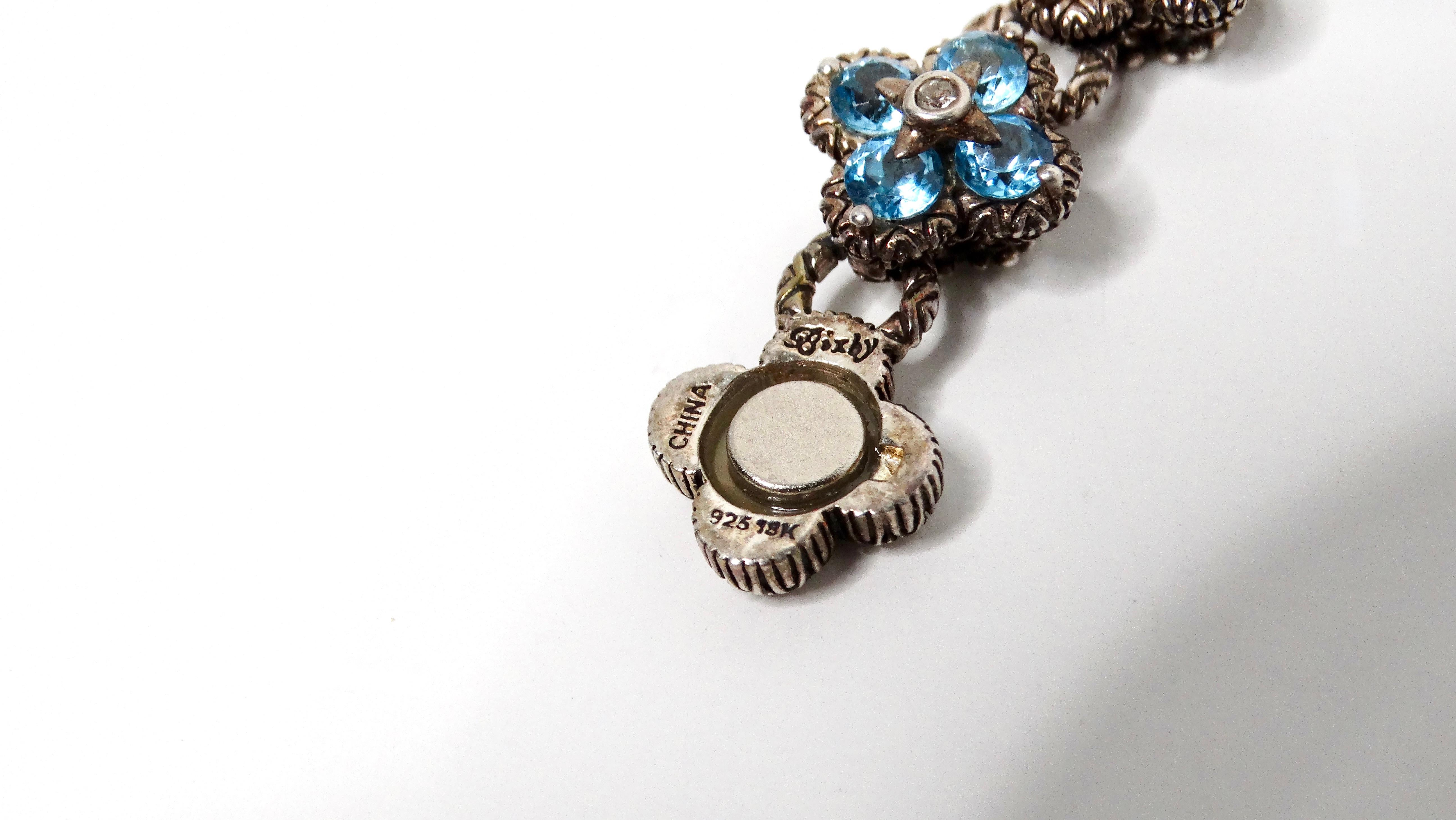 Barbara Bixby Sterling Silver & 18k Gold Gemstone Flower Bracelet For Sale 1