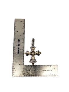 Barbara Bixby Sterling Silver 18K White Topaz Cross Enhancer Pendant #23785
