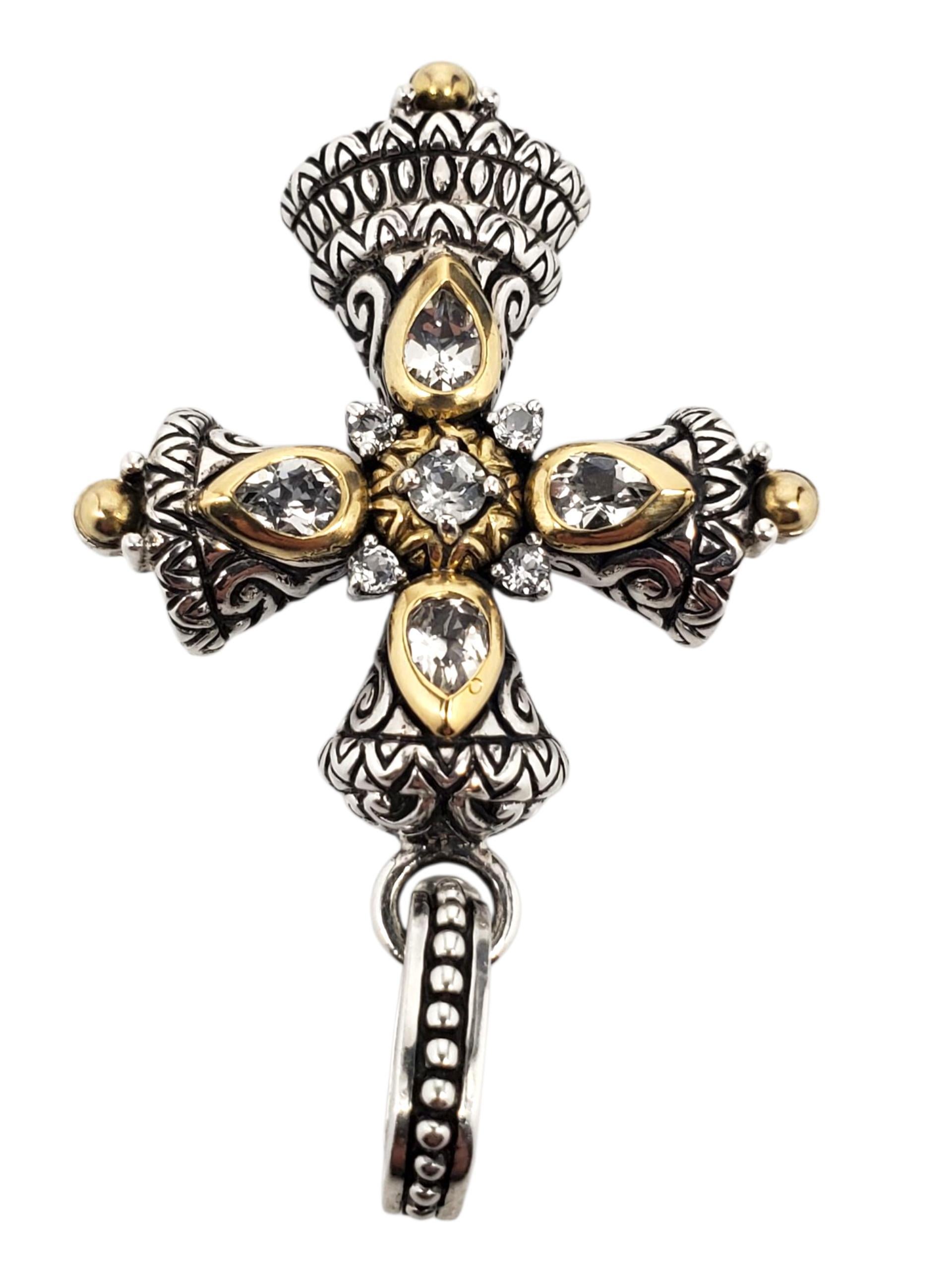 Ciondolo con croce di topazio bianco in argento sterling 18 carati di Barbara Bixby #23785 in vendita 2