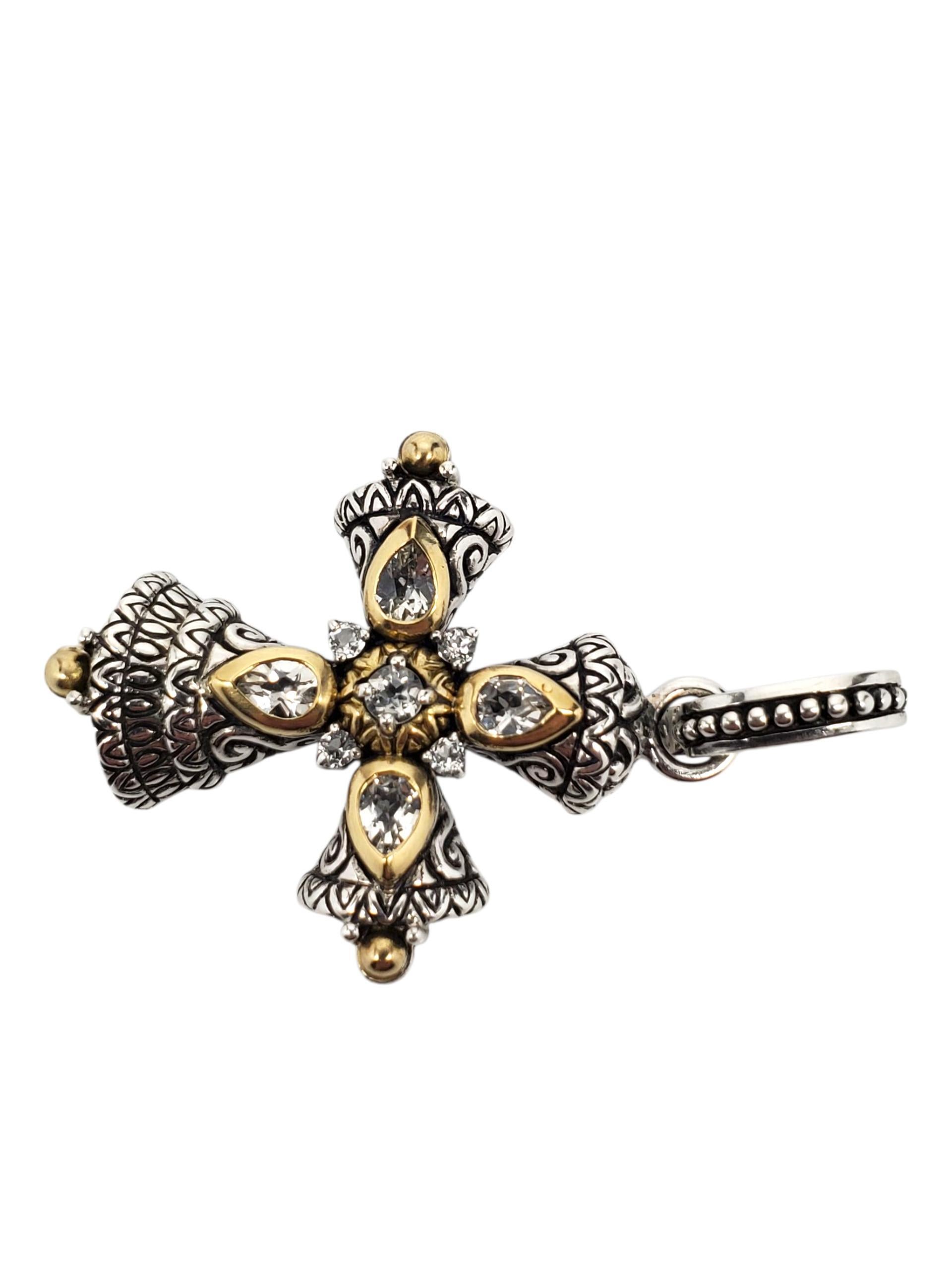 Ciondolo con croce di topazio bianco in argento sterling 18 carati di Barbara Bixby #23785 in vendita 3