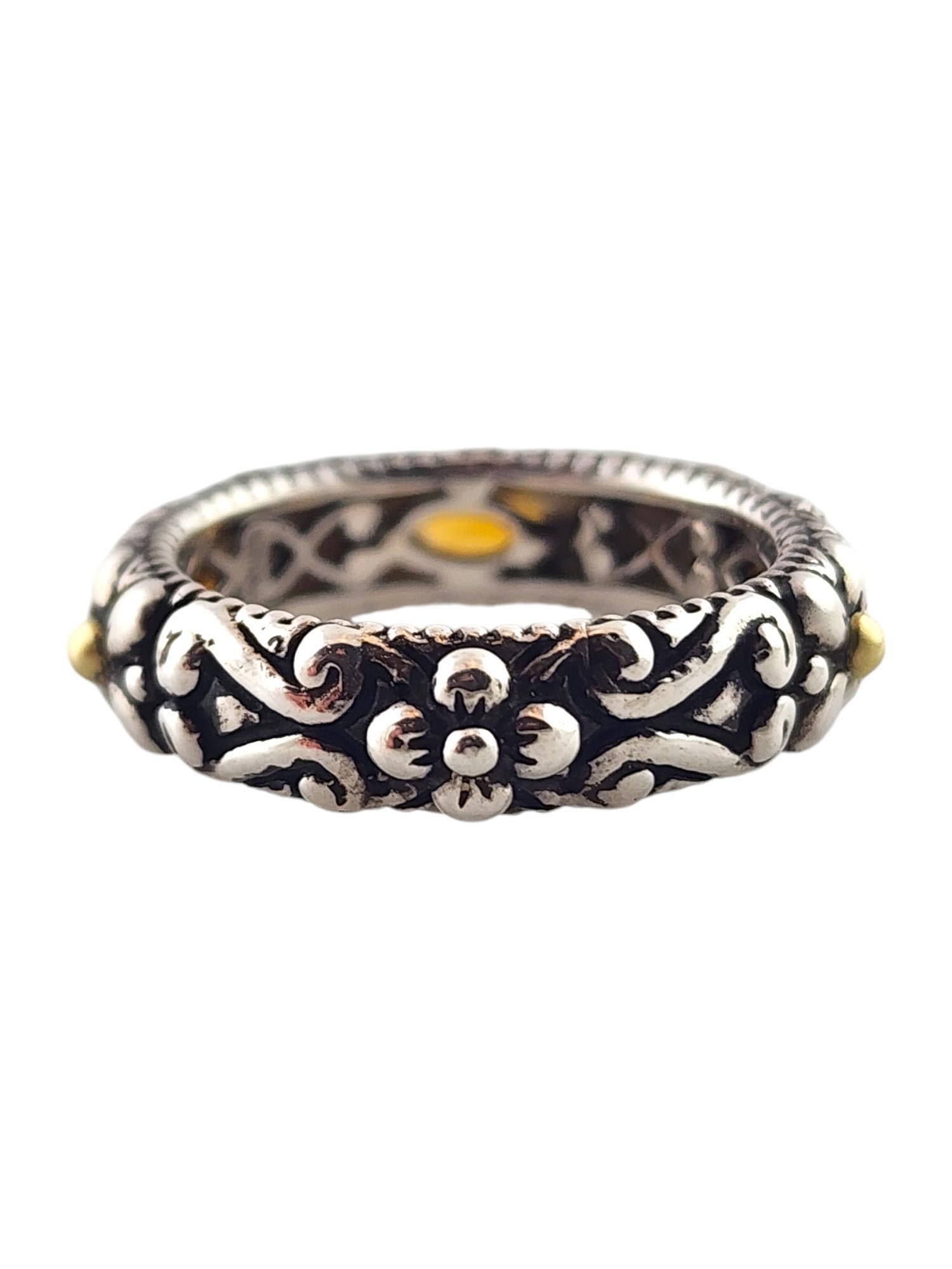 Oval Cut Barbara Bixby Sterling Silver 18K Yellow Gold Citrine Flower Band Size 8 #18425