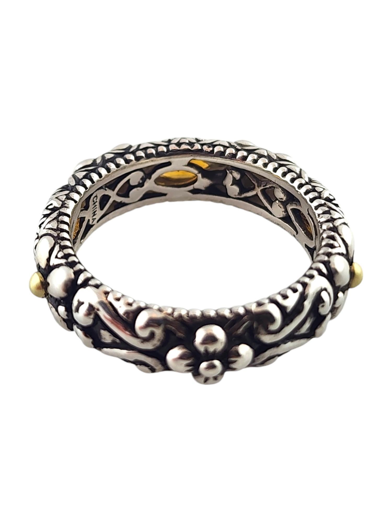 Women's Barbara Bixby Sterling Silver 18K Yellow Gold Citrine Flower Band Size 8 #18425