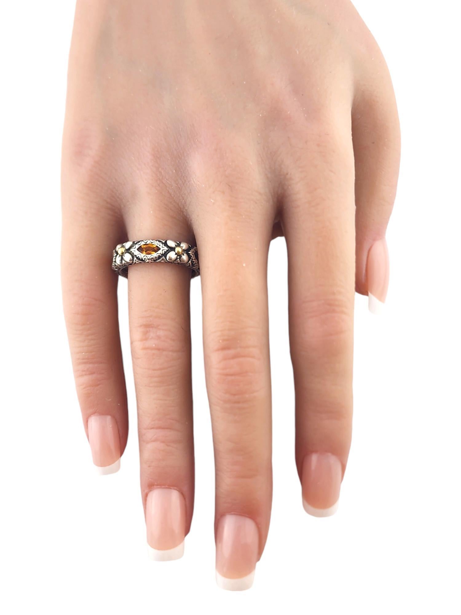 Barbara Bixby Sterling Silver 18K Yellow Gold Citrine Flower Band Size 8 #18425 3