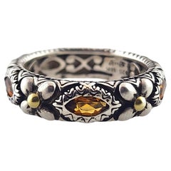 Barbara Bixby Sterling Silver 18K Yellow Gold Citrine Flower Band Size 8 #18425