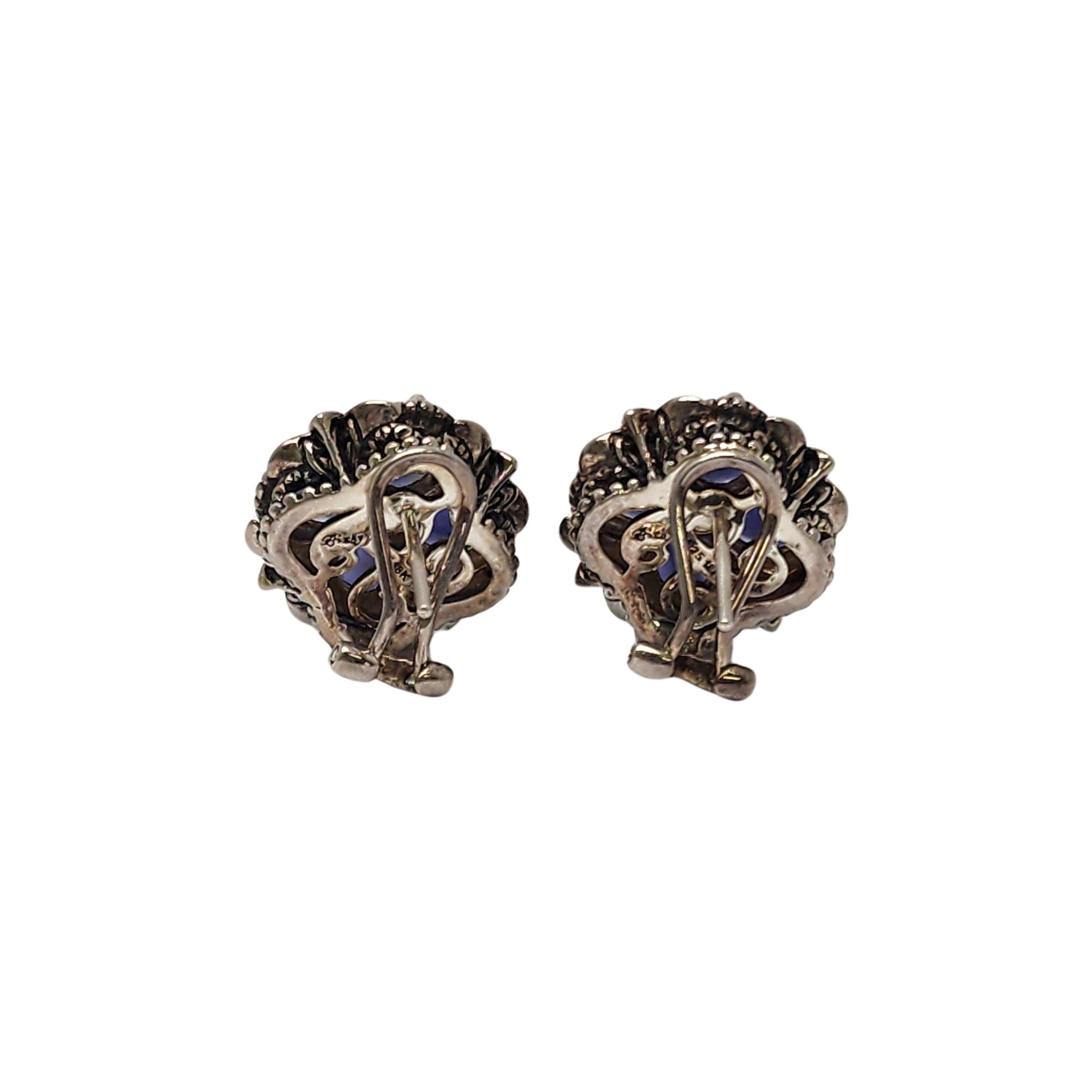Oval Cut Barbara Bixby Sterling Silver 18K Yellow Gold Iolite Flower Earrings #17368