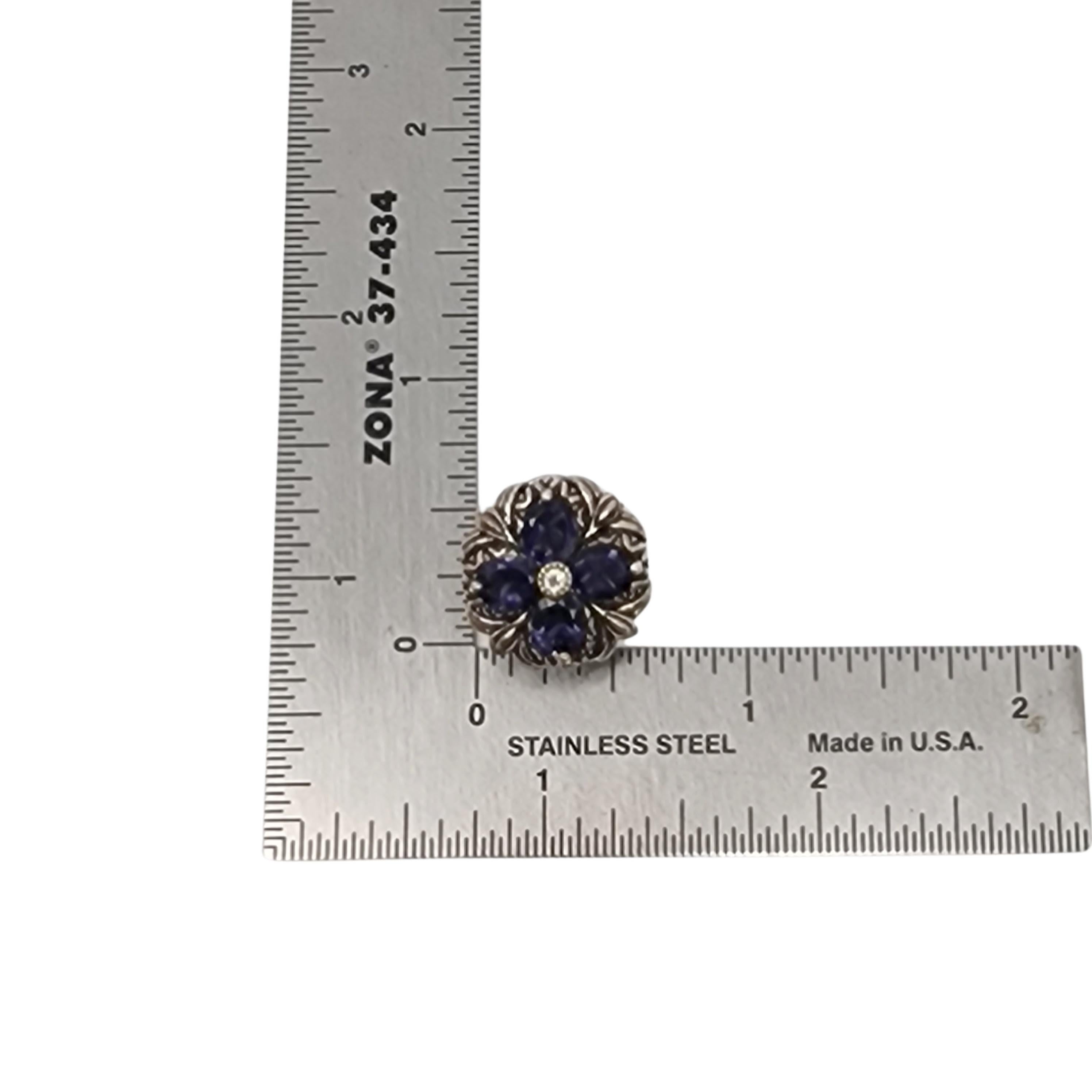 Barbara Bixby Sterling Silver 18K Yellow Gold Iolite Flower Earrings #17368 3