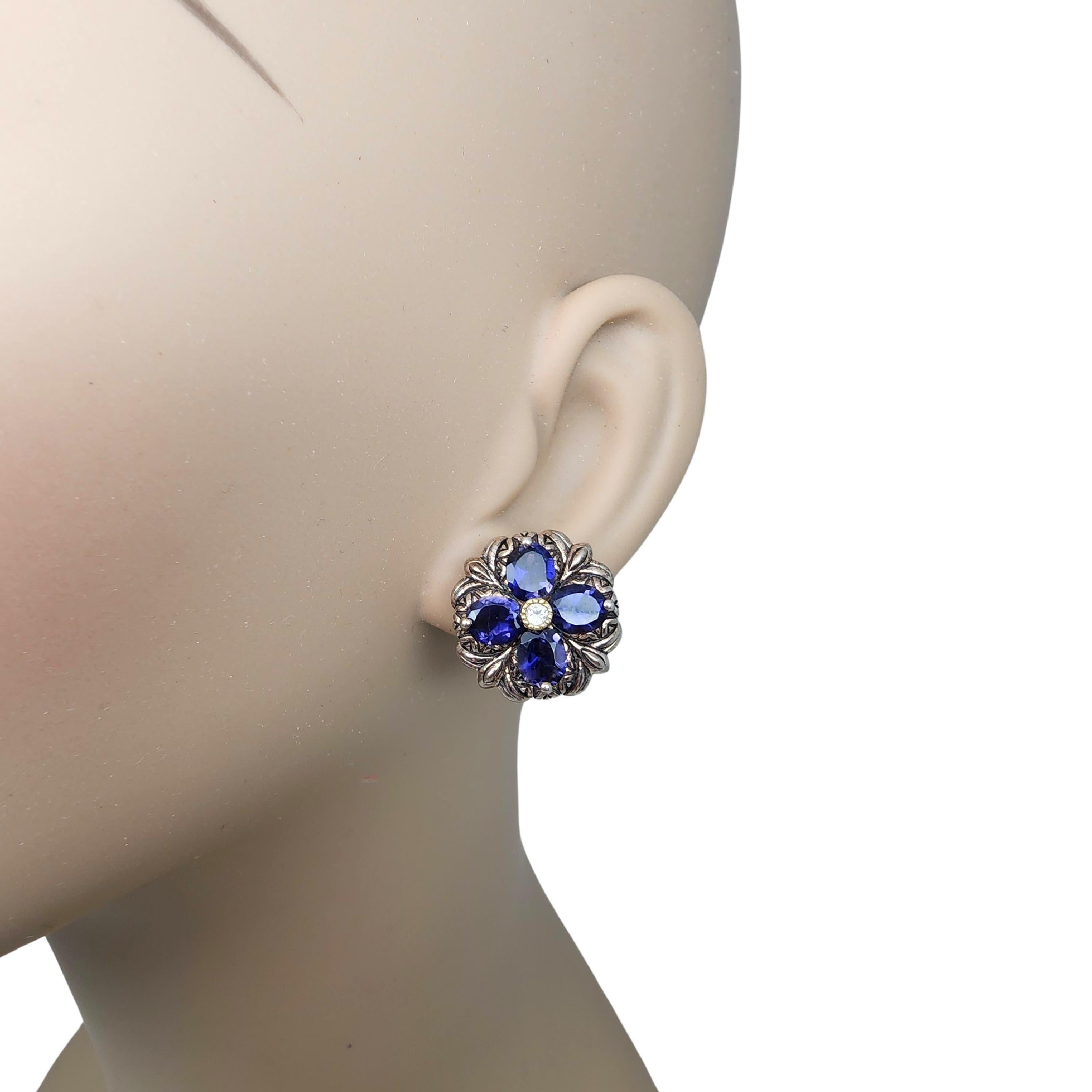 Barbara Bixby Sterling Silver 18K Yellow Gold Iolite Flower Earrings #17368 4