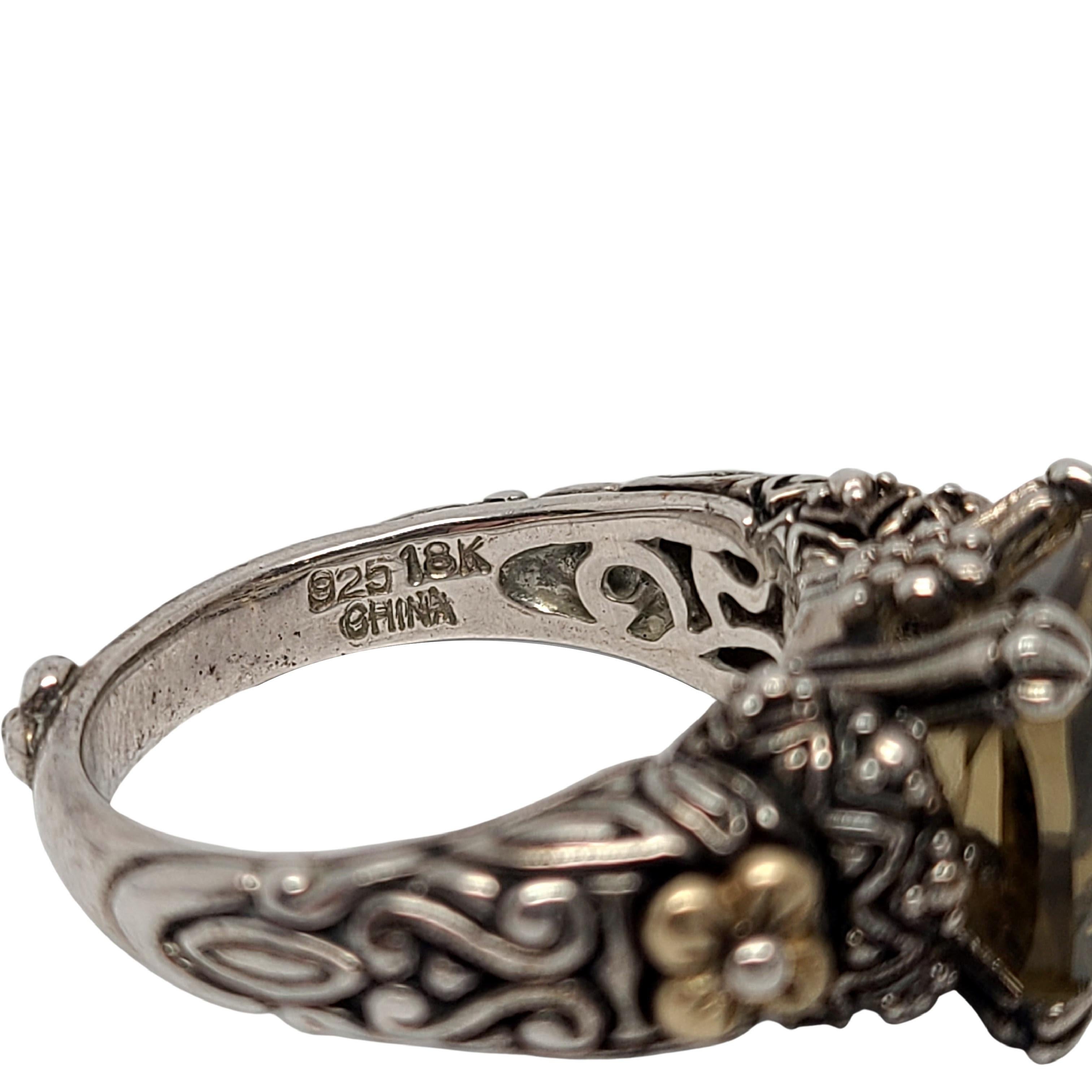 Barbara Bixby Sterlingsilber 18K Gelbgold Olivquarz-Ring 5