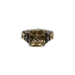 Barbara Bixby Sterling Silver 18K Yellow Gold Olive Quartz Ring