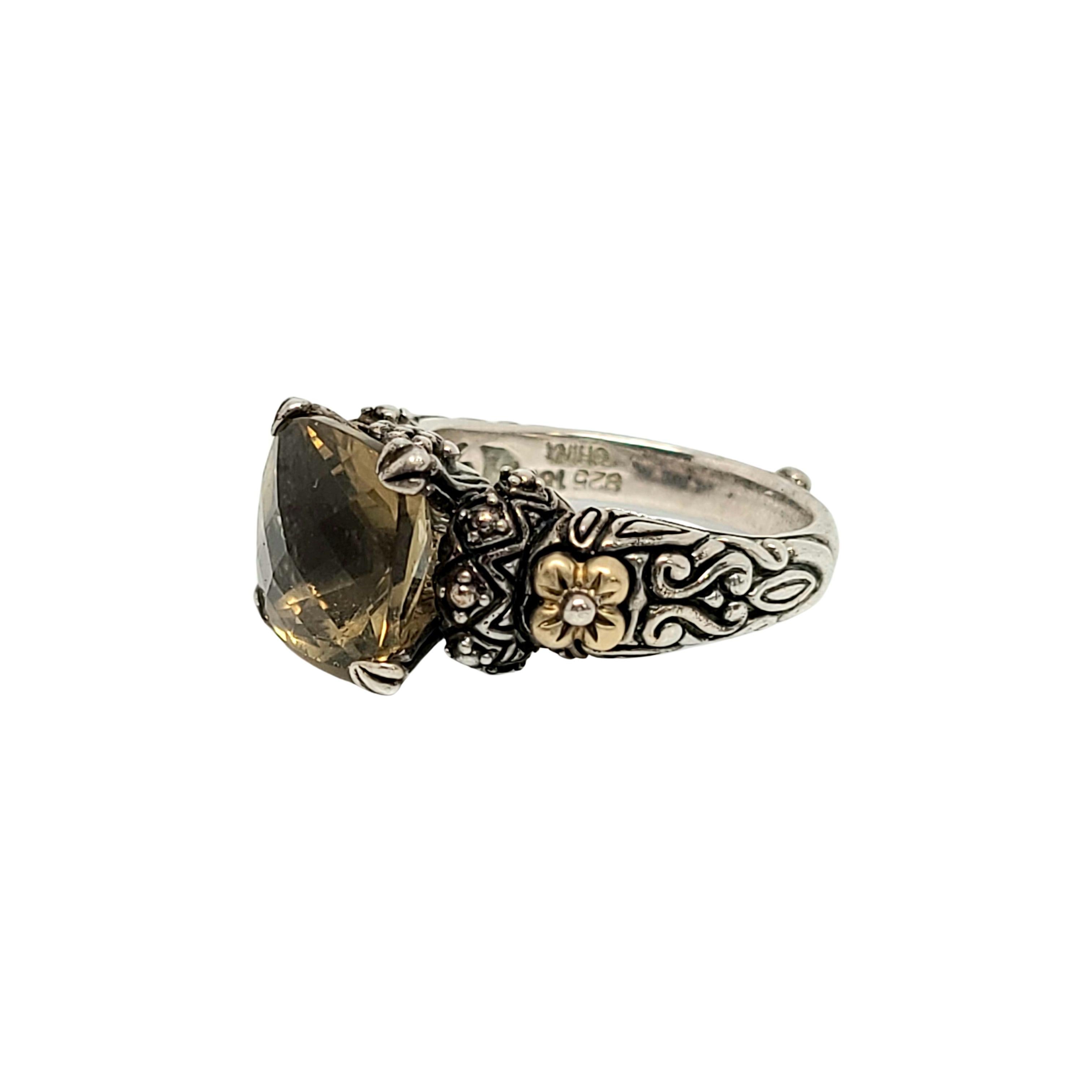 Barbara Bixby Sterlingsilber 18K Gelbgold Olivquarz-Ring (Carréeschliff)