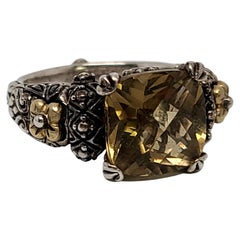 Barbara Bixby Sterling Silver 18K Yellow Gold Olive Quartz Ring