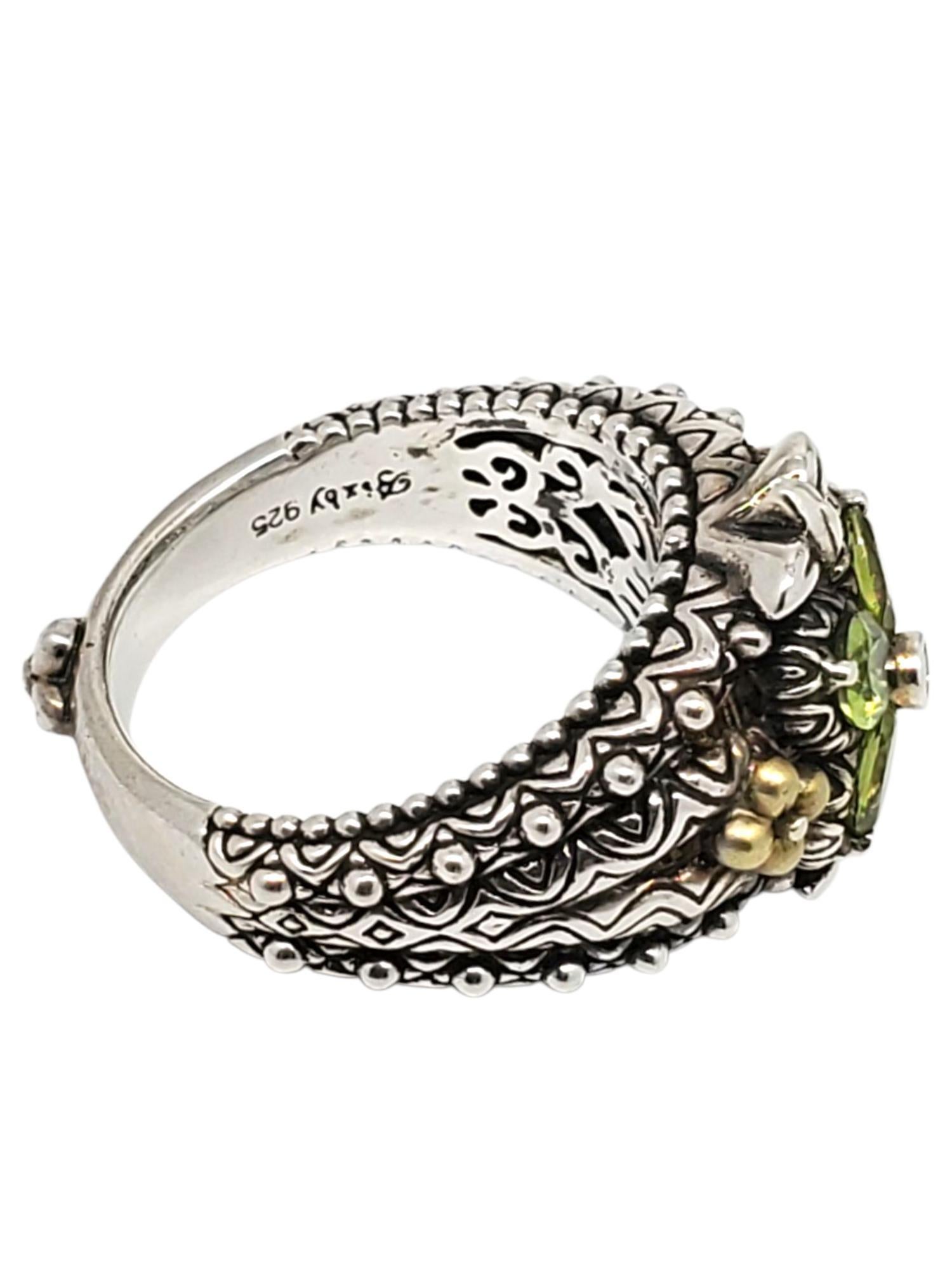 Barbara Bixby Argent Sterling & 18kt. Bague en péridot Taille 10 #21462 Bon état à Washington Depot, CT
