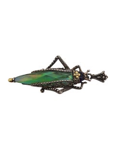 Barbara  Bixby Sterling Silver and 18k Lemon Quartz Grasshopper Pendant #21465