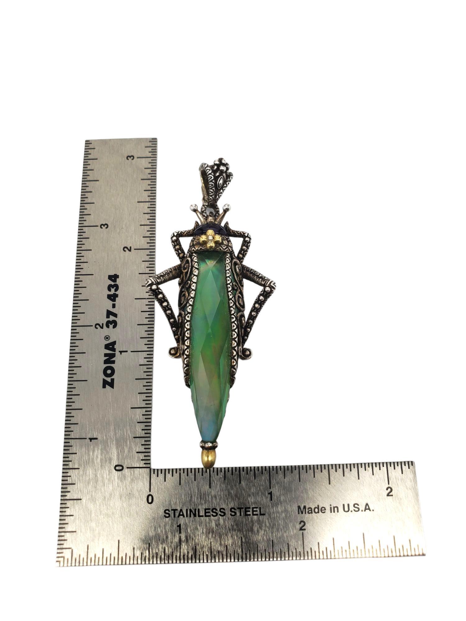 Women's Barbara  Bixby Sterling Silver and 18k Lemon Quartz Grasshopper Pendant #21465