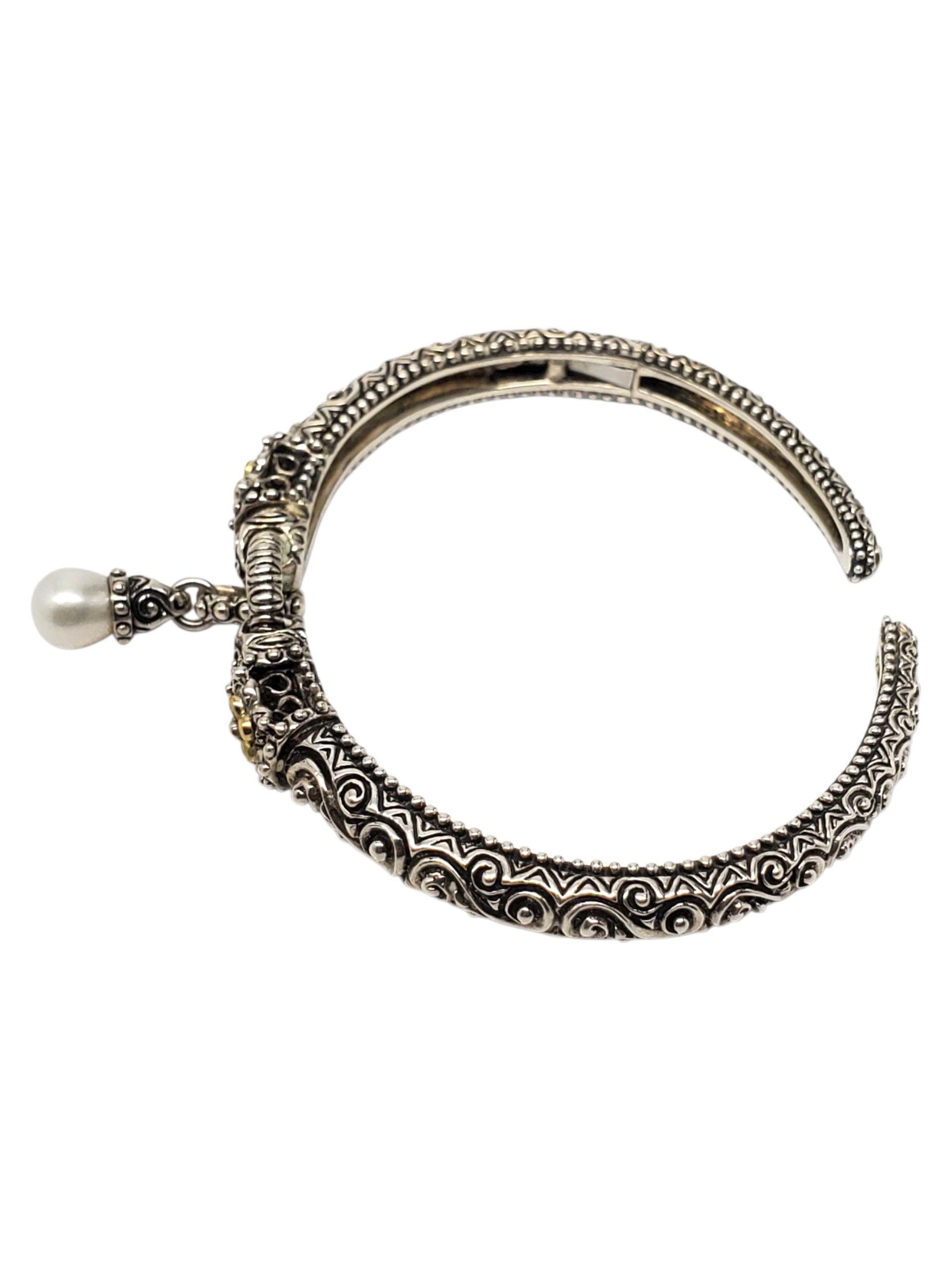 Contemporaneo Bracciale con cerniera con perle in argento sterling e 18 carati di Barbara Bixby # 22530 in vendita