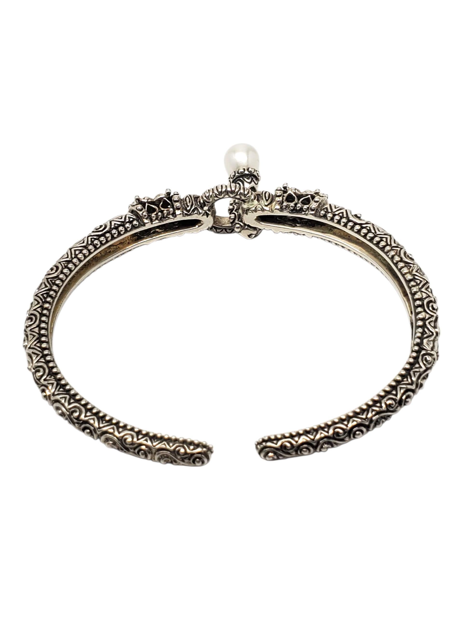 Taglio rotondo Bracciale con cerniera con perle in argento sterling e 18 carati di Barbara Bixby # 22530 in vendita