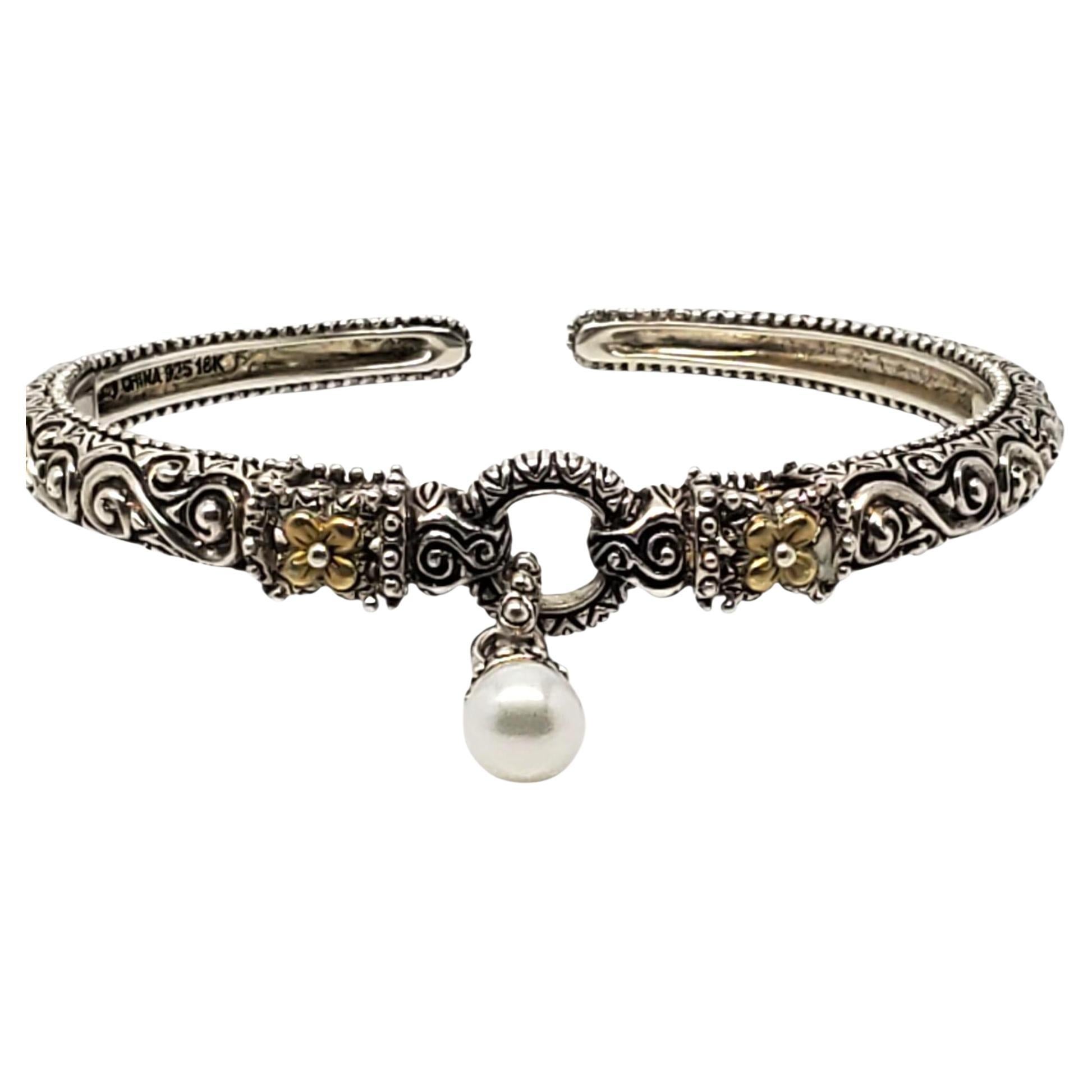 Bracciale con cerniera con perle in argento sterling e 18 carati di Barbara Bixby # 22530