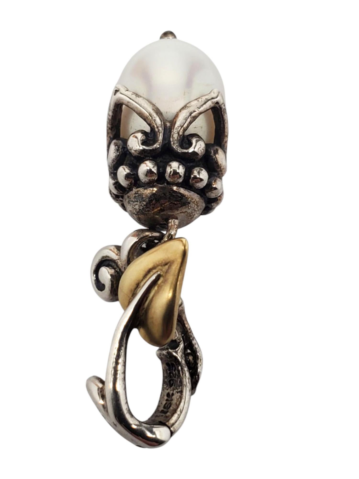 Taglio rotondo Ciondolo a goccia con perla in argento sterling di Barbara Bixby #21475 in vendita