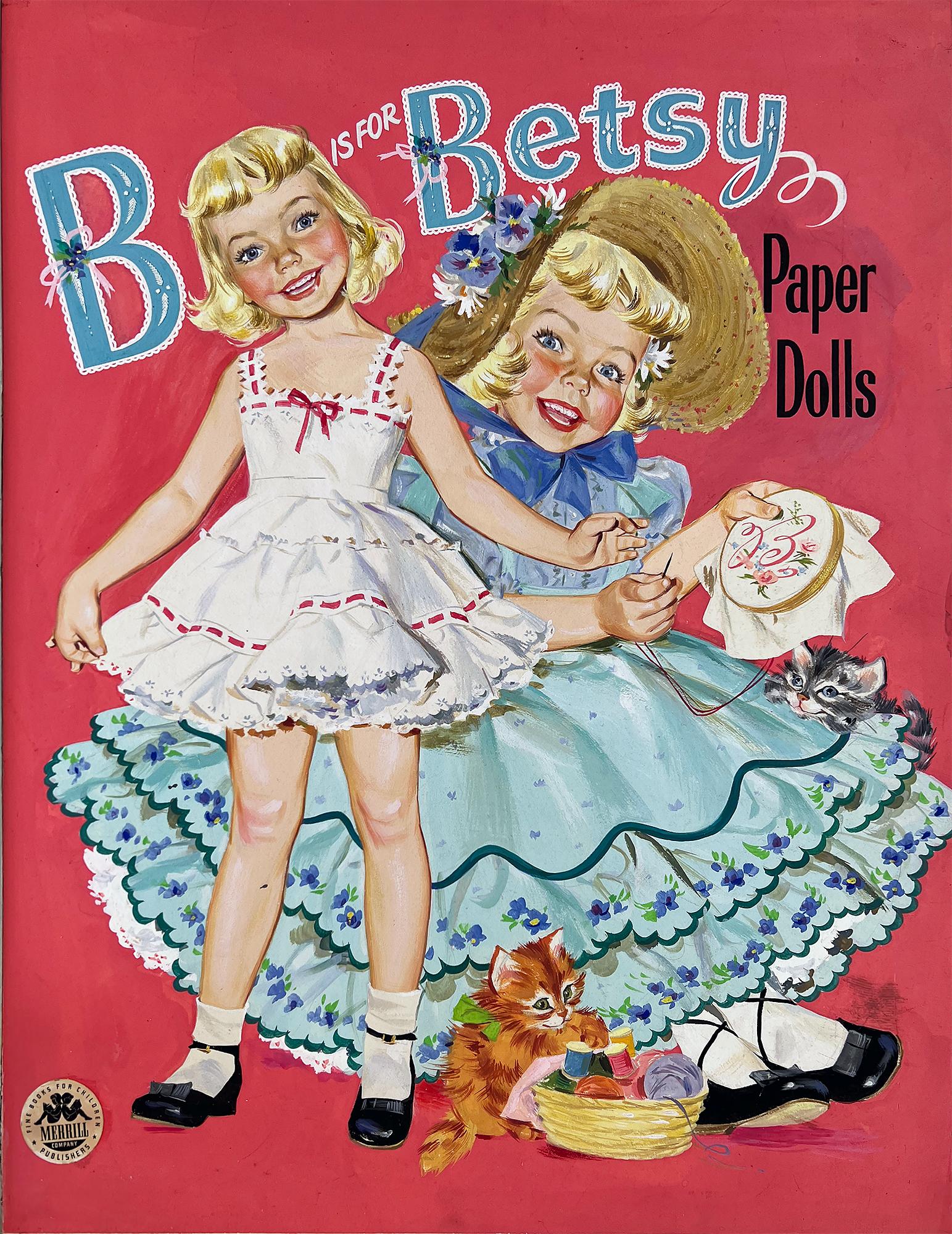 Barbara Briggs Bradley Figurative Painting – Kinderbuchdekoration – Blond  weibliche Illustratorin – Mädchen