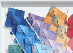 "Upward Exuberance" Modern Abstract Colorful Origami Mixed Media Wall Sculpture