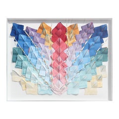 "Upward Exuberance" Modern Abstract Colorful Origami Mixed Media Wall Sculpture