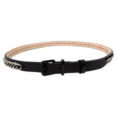 Barbara Bui Black Buckle & Leather Belt With Silver-Tone Chain Detailing