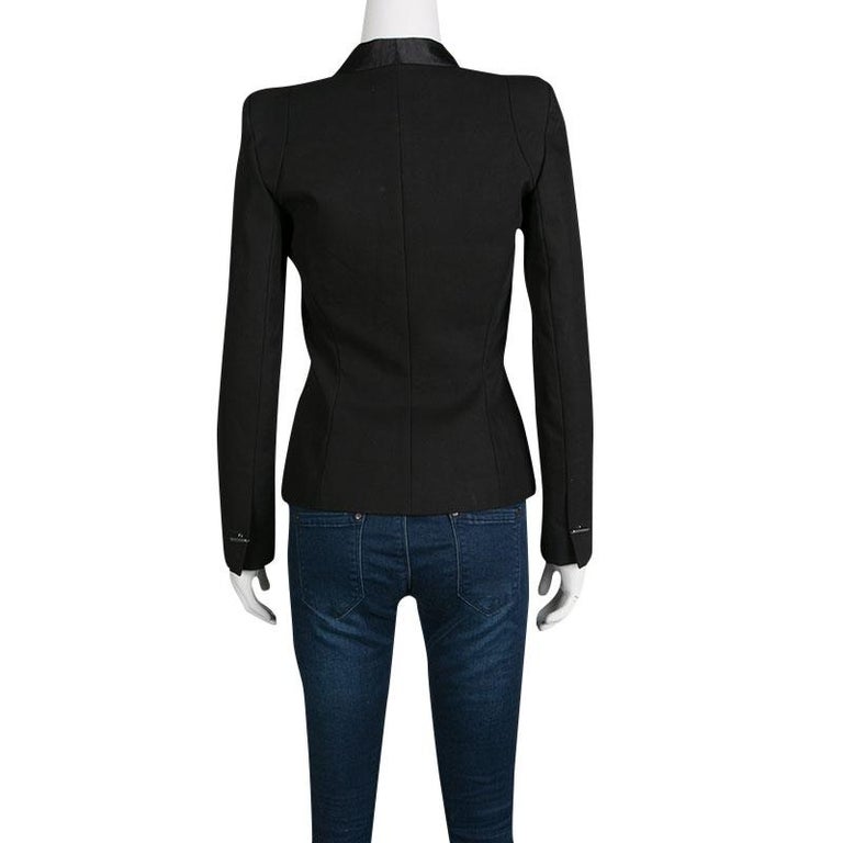 Barbara Bui Black Satin Trim Detail Tailored Blazer S For Sale at 1stDibs